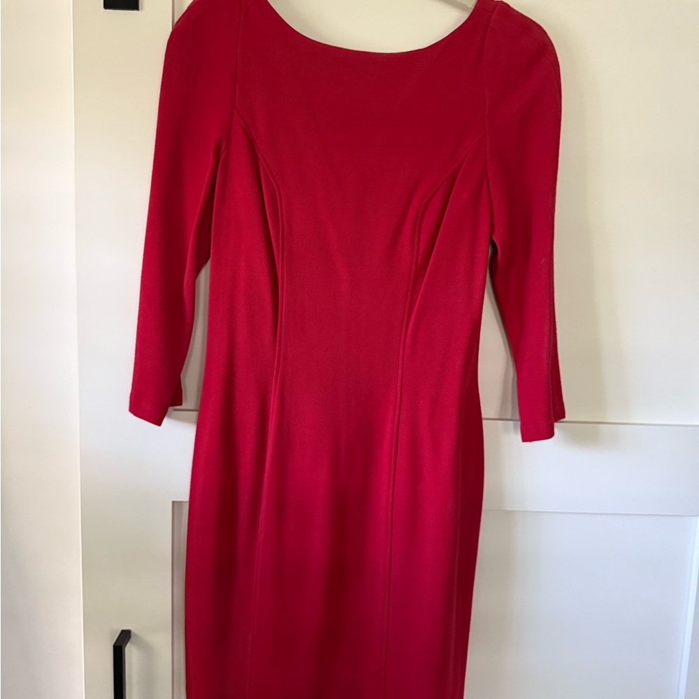 Diane Von Furstenberg Vibrant Red Long Sleeve Dress